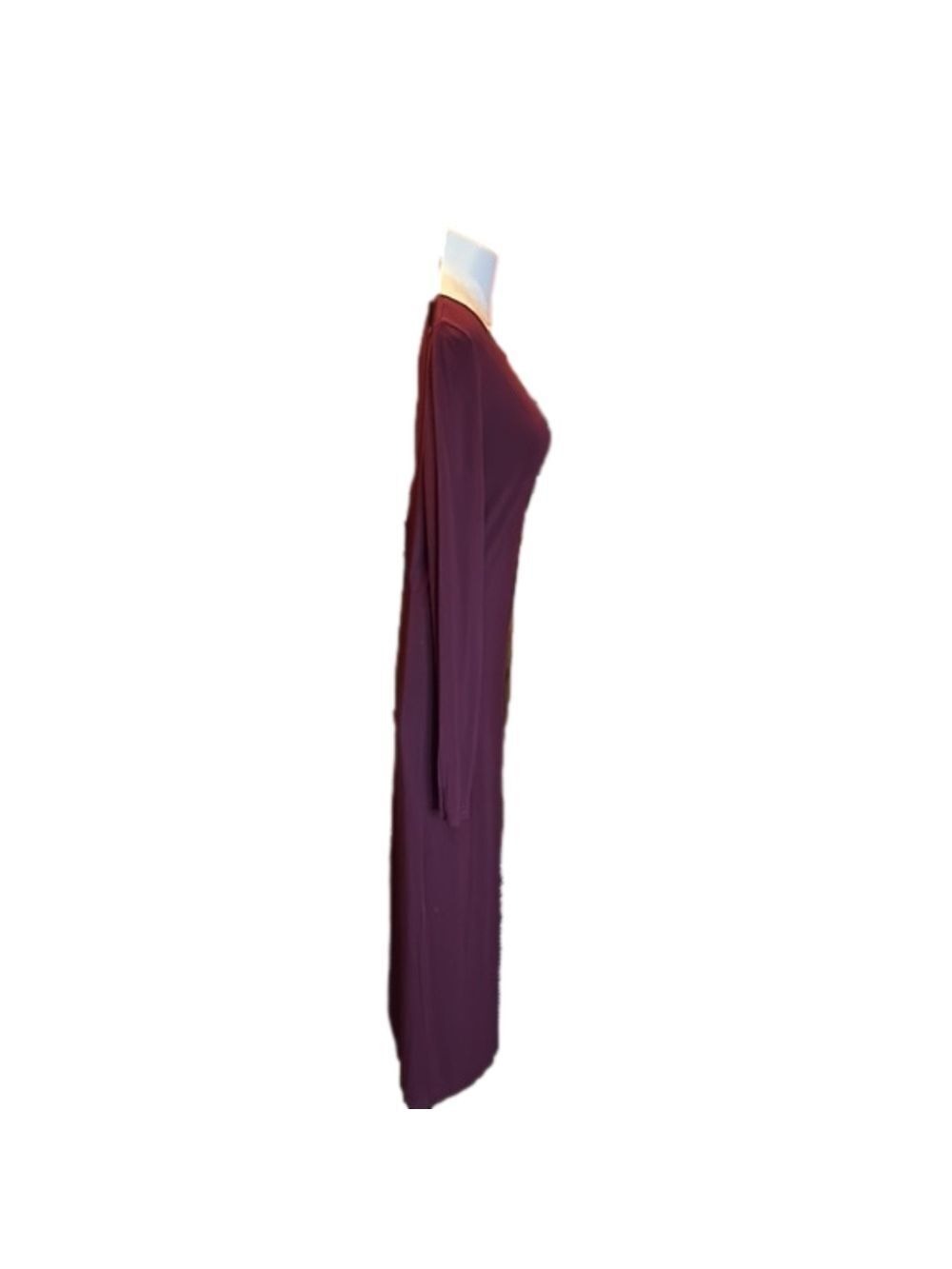 TOPSHOP Solid Maroon Long Sleeve Maxi Dress Size 12 - Picture 4 of 6